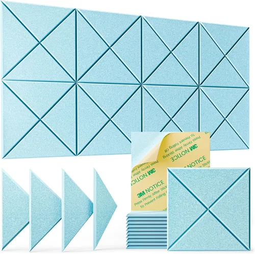 Miniatura 33 de Paquete de 22 paneles acústicos autoadhesivos, 12"X 12"X 0.4" paneles de espuma insonorizante, paneles de pared insonorizados de alta densidad