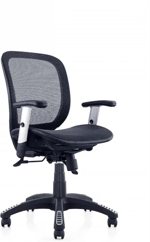 Silla de oficina ergonómica, silla de oficina, soporte lumbar, silla de oficina de malla con respaldo medio con reposabrazos ajustables, silla de