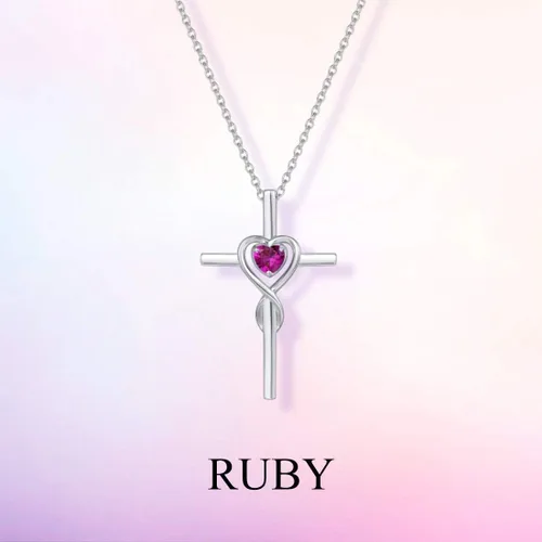 Miniatura 9 de FANCIME Collar de cruz de piedra natal para mujer, collar de piedra natal, collar con colgante de cruz infinita, joyería fina, regalo de Navidad