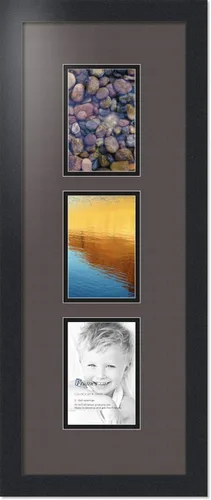 Miniatura 50 de ArtToFrames Marco de fotos tipo collage con estera doble con 3 aberturas de 5x7 y marco negro satinado Uva