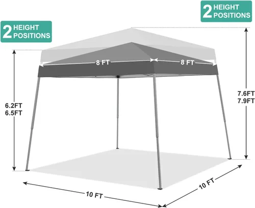 Miniatura 5 de Carpa con Toldo, Toldo Emergente de 10 x 10 Pies, Carpa Instantánea para Exteriores con Patas Inclinadas y Bolsa de Transporte, Refugio de Cenador