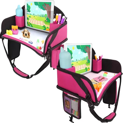 Miniatura 12 de 2 piezas Bandeja de viaje para niños, bandeja para asiento de coche para niños Viaje, Esenciales de viaje en carretera para niños con kit de dibujo