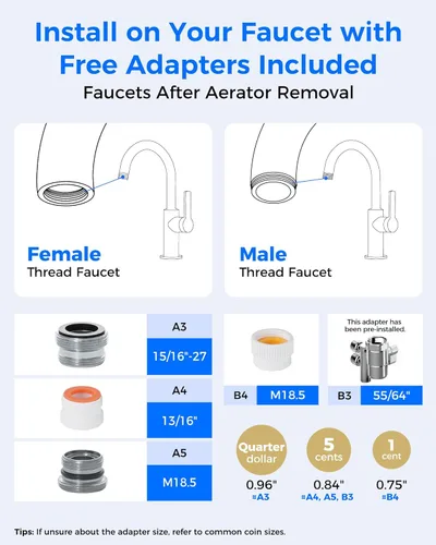 Miniatura 4 de Waterdrop Filtro de agua para grifo de fregadero, sistema de filtro de agua de encimera de 4000 galones y recordatorio de vida del filtro, reduce