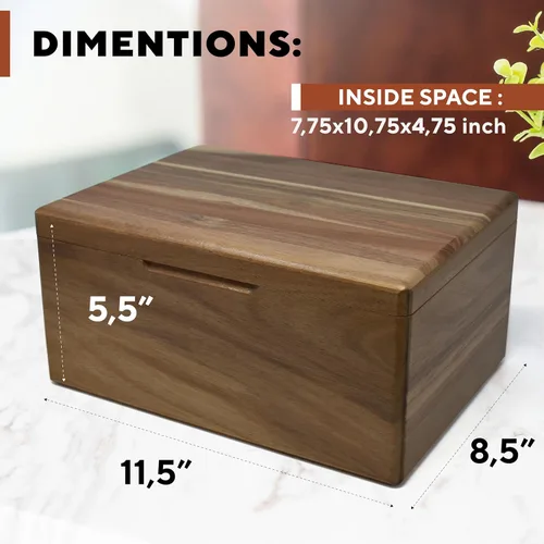 Miniatura 6 de Caja de madera grabada personalizada grande – Caja de recuerdo de madera de acacia con mensaje oculto personalizado, cajas de memoria de nogal