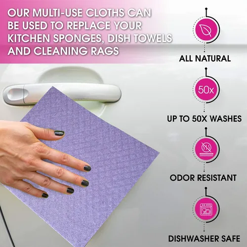 Miniatura 7 de Paños de cocina suecos – Toallas de cocina reutilizables ecológicas – Paquete de 10 paños de limpieza para platos, encimeras y superficies – Surtido