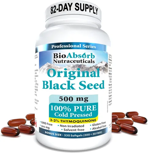 Bio Absorb - Cápsulas de aceite de semilla negra, suministro para 82 días, aceite de semilla de comino negro puro prensado en frío (Nigella Sativa)