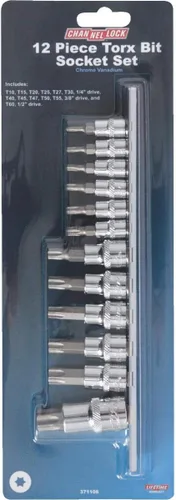 Miniatura 2 de Channellock Productos 1/4", 3/8", 1/2" Drive 6-Point Torx Bit Socket Set (12 piezas)