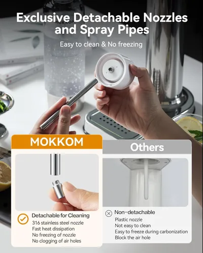 Miniatura 4 de MOKKOM Máquina de agua con gas, fabricante de refrescos con botella de carbonatación PET de 1 litro, máquina de transmisión de refrescos