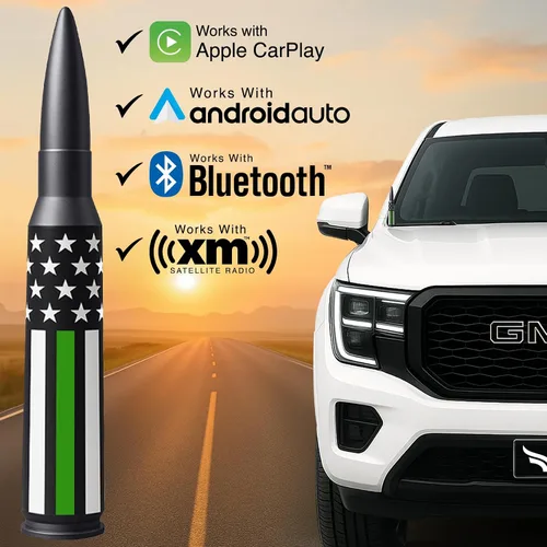 Miniatura 2 de EcoAuto Antena de repuesto para automóvil fabricada con aluminio de grado militar, diseño antiastillado y antirrobo (bandera estadounidense militar)