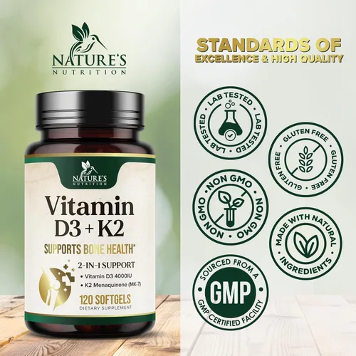 Miniatura 4 de Vitamina D3 4000 UI, 100 mcg por porción, Vitaminas D K2 extra fuertes 2 en 1 para apoyo óseo, corazón y muscular, apoyo inmunológico y absorción