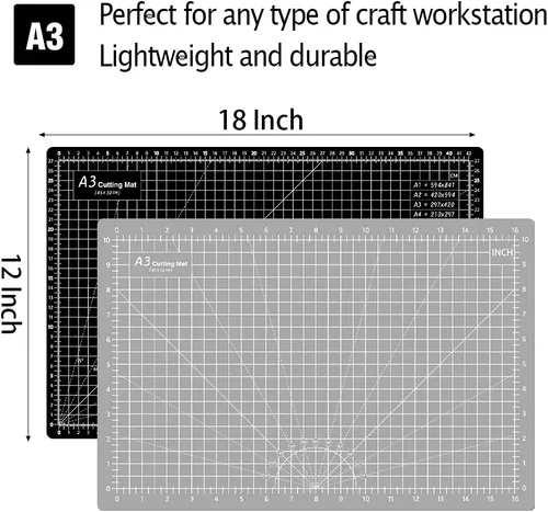 Miniatura 2 de Headley Tools Tapete de Corte Autorreparable Engrosado de 18"x12", Tapete de Costura de Corte Rotativo A3 para Manualidades, Tabla de Corte de Mesa