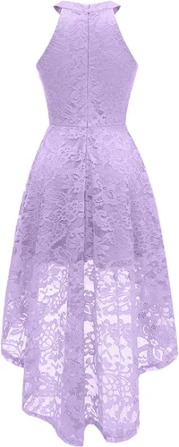 Miniatura 4 de Dressystar - Vestido de fiesta y cóctel para mujer, diseño asimétrico con encaje floral y cuello halter, para dama de honor