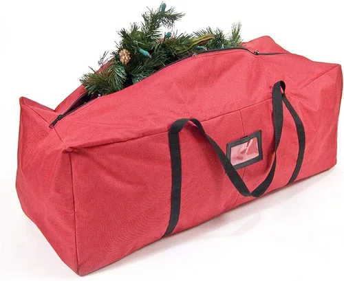 Bolsa de lona roja: bolsa de almacenamiento para árbol de Navidad para árboles artificiales de hasta 3 pies de alto, funciona muy bien para