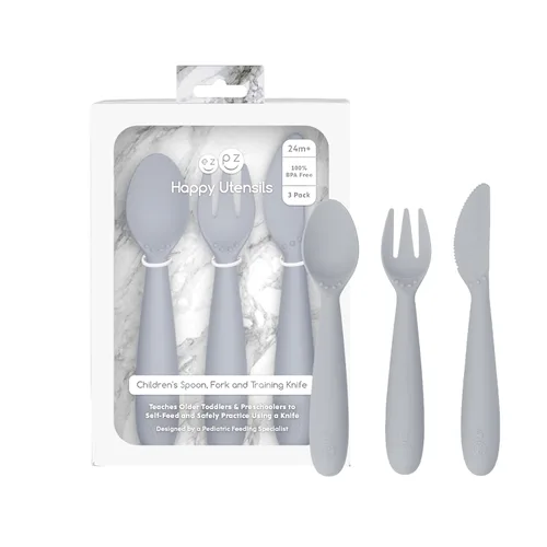 Miniatura 20 de ezpz Cuchara pequeña (paquete de 2 en azul) – Más de 6 meses – Cuchara 100% de silicona para el destete LED del bebé + purés – Diseñada por un
