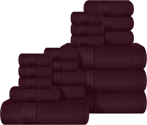 Miniatura 31 de BOUTIQUO Juego de 2 toallas de baño 100% algodón de 28 x 55 pulgadas, toallas de baño grandes ecológicas, compactas, de secado rápido, ligeras, Rosa