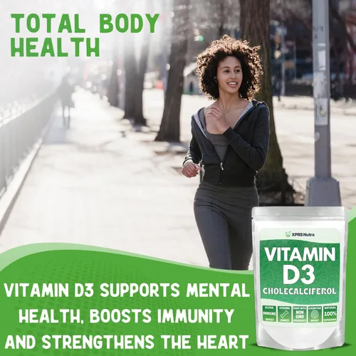 Miniatura 3 de XPRS Nutra Vitamina D3 en polvo (colecalciferol) - VIT D sin sabor para huesos e inmunidad - Vitamina para la función muscular - Suplementos