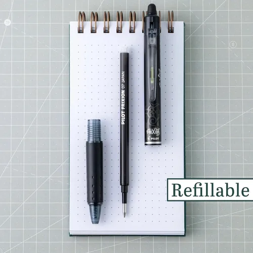 Miniatura 2 de PILOT Frixion - Bolígrafos borrables, punta fina de 0.028 in, paquete de 6 bolígrafos de tinta retráctil negra + 4 recambios adicionales