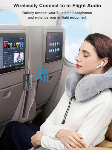 Miniatura 2 de Adaptador Bluetooth de avión para auriculares auriculares: transmisor inalámbrico adaptador de vuelo dongle para viajes de avión aerolínea