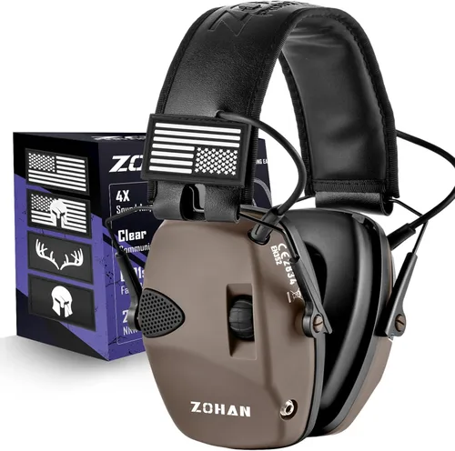 Miniatura 9 de ZOHAN Orejeras de tiro electrónicas con parches, 2 paquetes de protección auditiva para tiradores, reducción de ruido NRR 23dB, auriculares de Con