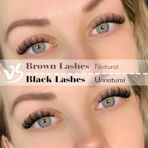 Miniatura 2 de Mavphnee Pestañas postizas marrones, ojo de gato, aspecto natural, extensión de pestañas rizadas D, banda transparente, pestañas marrones, pestañas