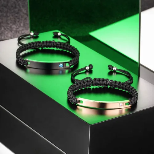 Miniatura 4 de MeMeDIY - Pulsera personalizada con nombre y fecha grabadas para mujeres, hombres, niñas, niños, parejas, tobillera ajustable hecha a mano, cuerda