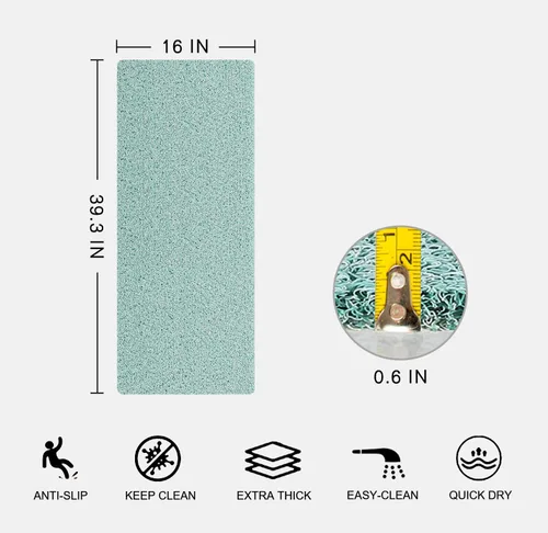 Miniatura 2 de Tapete antideslizante para bañera, tapete de baño antideslizante de 0.6 pulgadas, extra grueso, de secado rápido, tapete de ducha antideslizante