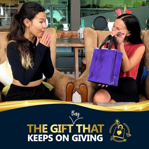 Miniatura 6 de Nush Nush Bolsas de regalo moradas de tamaño mediano – Juego de 12 bolsas de regalo reutilizables moradas con asas – Bolsa de regalo perfecta
