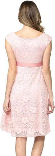 Miniatura 5 de HELLO MIZ Vestido de cóctel con cintura de cinta de encaje floral de maternidad