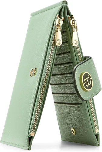 Miniatura 17 de BOSTANTEN - Carteras de cuero para mujer grandes con bloqueo RFID, billetera delgada de dos pliegues con bolsillo con cremallera, Grande, Minimalista