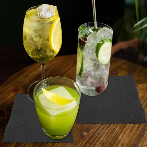 Miniatura 5 de 300 unidades de servilletas de papel desechables para bebidas, servilletas negras desechables de 10" x 10", servilletas de cóctel de 2 capas