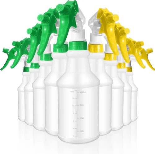 Miniatura 9 de Paquete de 10 botellas de spray de 16 oz, botellas de agua vacías para limpieza, recargables, con contenedor de rociado de alta resistencia