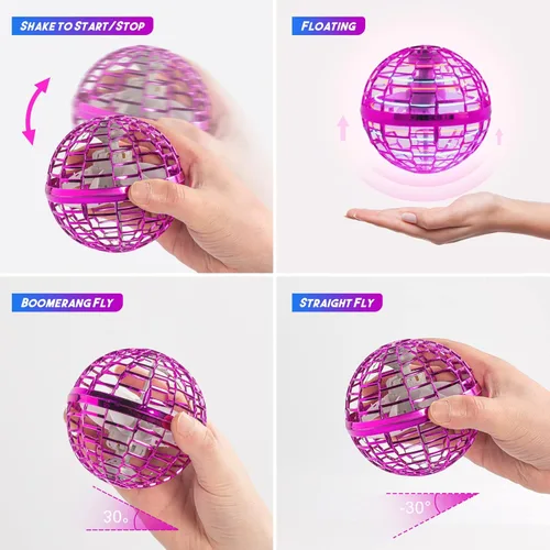 Miniatura 3 de Hoofun - Juguete de bola orbital voladora, bola mágica de 2025 que rebota, globo cósmico giratorio de 360°, mini dron controlado a mano con luces