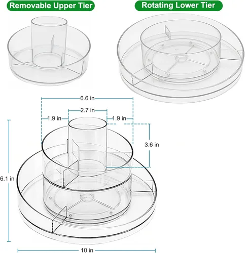 Miniatura 2 de Taiuloo Organizador de maquillaje giratorio de 360 grados, bandeja de almacenamiento cosmético de acrílico transparente Lazy Susan para cuidado