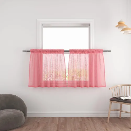 Miniatura 49 de UPOPO Paneles de Cortina Beige Pequeños Cortinas Transparentes de Gasa de 16 Pulgadas de Largo Cortinas de Cocina de Voile con Textura de Lino