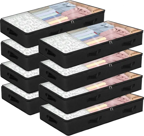 Miniatura 9 de BiCINE Contenedores de almacenamiento para debajo de la cama, paquete de 2 organizadores plegables de armario y contenedores de almacenamiento