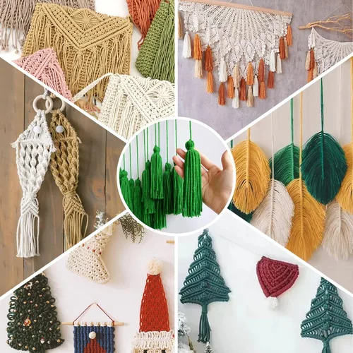 Miniatura 6 de Cuerda de macramé de algodón natural grueso de 3mm x 109 yardas, cuerda de algodón torcido de 4 hebras para macramé suave de color natural hecho a