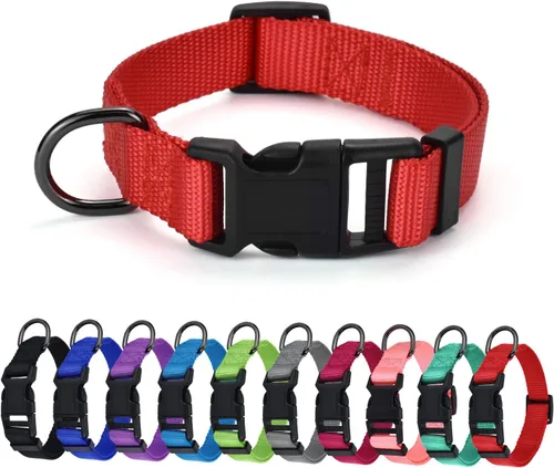 Miniatura 8 de AUDWUD Collar de nailon grueso, clásico ajustable, varios colores, adecuado para perros pequeños, medianos y grandes, 4 tamaños Esmeralda
