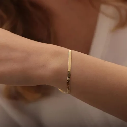 Miniatura 5 de LEXODY Pulseras de oro para mujer, juego de pulseras de espiga de oro de 14 quilates, delicadas joyas de espiga apilables, cadena fígaro, cadena