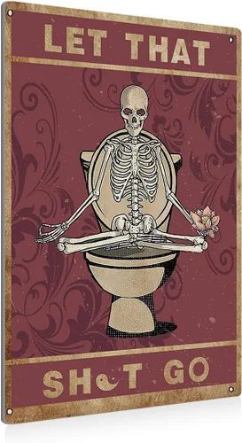 Miniatura 47 de BEASTZHENG - Letrero de hojalata de baño rústico de metal - Letrero de metal decorativo para pared - Letrero de baño de casa de campo con cita