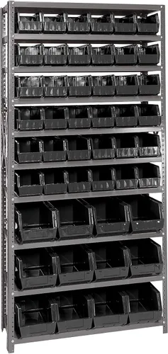 Miniatura 278 de Quantum QSBU-245BK Heavy Duty Shelving Unit with (7) Shelves and (24) QUS245 Black Bins for Garage Warehouse Storage Distribution 400 lb Load