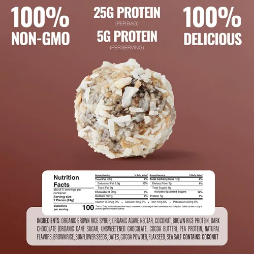 Miniatura 4 de The GFB Bocados de proteína de chocolate negro y coco - Sin gluten, a base de plantas, sin OMG, hechos de manera sostenible – Ridículamente