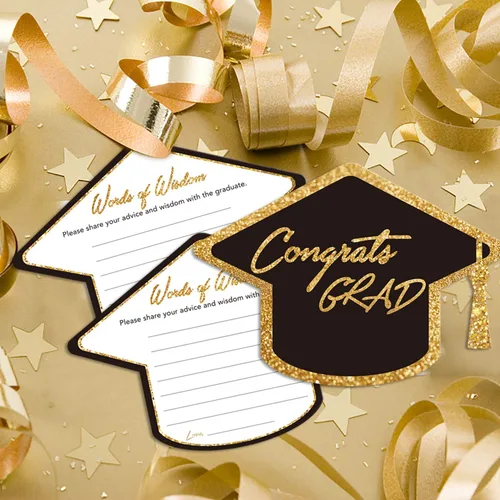 Miniatura 3 de Yuzi-n Tarjetas de consejos de graduación para el graduado (paquete de 50), suministros de decoración de juegos de fiesta de graduación de escuela