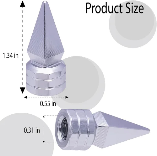 Miniatura 2 de 4 piezas de tapas de válvula de rueda con forma de punta, válvula de rueda de aleación de aluminio con punta, tapas de aire universales a prueba