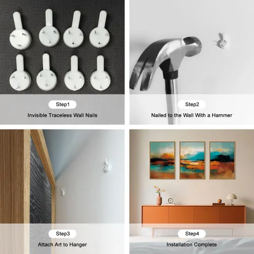 Miniatura 6 de Lienzo decorativo abstracto grande con marco naranja quemado, decoración de pared azul neutro y negro, arte moderno con pinceladas, impresión