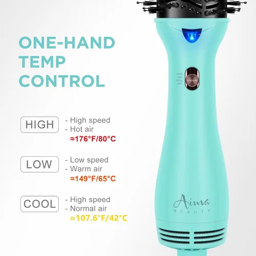 Miniatura 7 de Aima Beauty - Cepillo de aire caliente, secador de pelo profesional de un solo paso y voluminizador 4 en 1, tecnología iónica negativa Verde claro