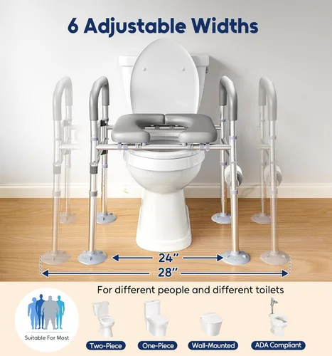 Miniatura 2 de Bluelog Elevadores de asiento de inodoro para personas mayores, asiento de inodoro elevado ajustable de 6 pulgadas de ancho y 7 pulgadas de altura