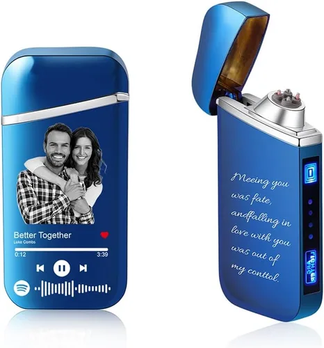 Miniatura 8 de Encendedor de canción con código de Spotify personalizado, encendedor de arco eléctrico a prueba de viento, interruptor táctil grabado