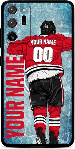Miniatura 25 de Funda personalizada de bricolaje con nombre y número de hockey sobre hielo para Samsung Galaxy Note 20/20 Ultra 10 Pro Note 9 8, silicona líquida