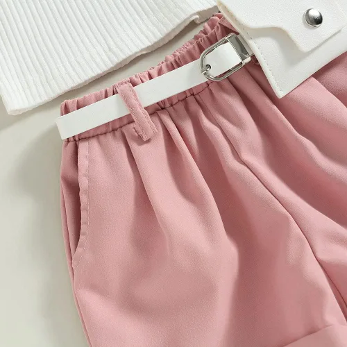 Miniatura 75 de TheFound Trajes de verano para niñas pequeñas, sin mangas, de punto acanalado, halter, pantalones cortos, ropa para recién nacidos, conjunto de 3