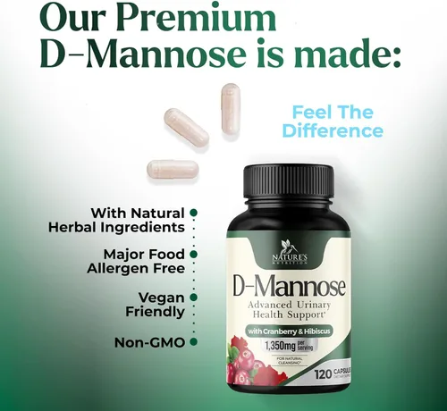 Miniatura 7 de D-manosa 1000 mg por porción – Arándano e hibisco – Eficaz de acción rápida, elimina las impurezas para la vejiga, suplemento de apoyo a la salud